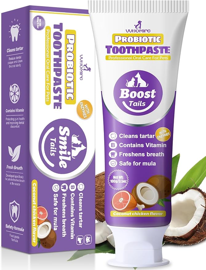 Cat Toothbrush for Kitten Teeth Cleaning + Natural Coconut Oil Cat & Dog Toothpaste