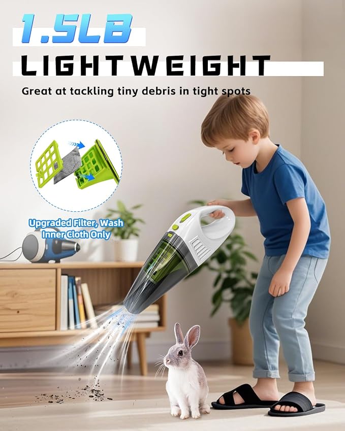 Guinea Pig & Rabbit Vacuum Cleaner Poop: Extended Capacity Cordless Cleaner for Pet Cages – Tackle Daily Messes of Guinea Pig, Bunny, Bird, Reptile & Other Small Animals - White