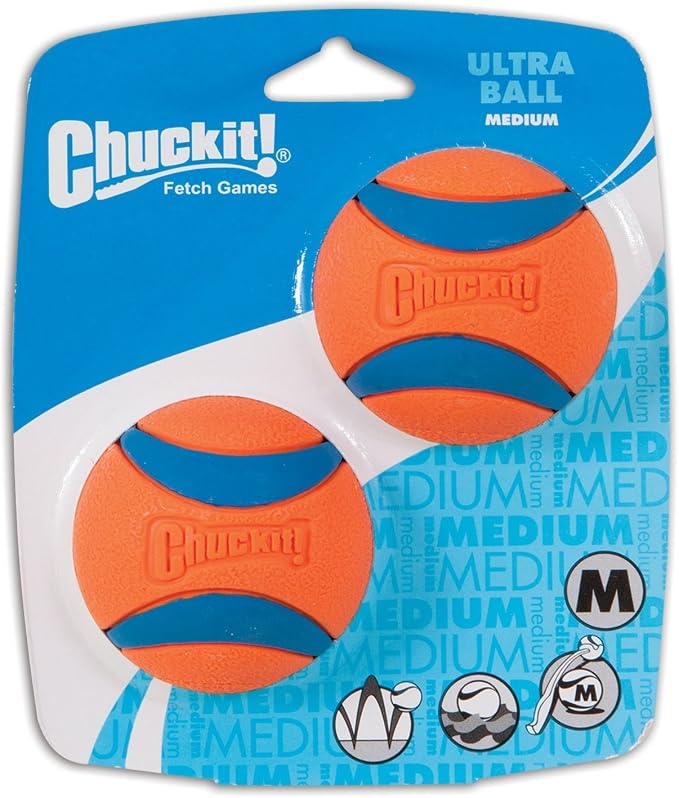 Chuckit! Medium Dog Toy Ball (6 Pack, 12 Balls Total, 2.5-Inch, Orange, Water Resistant, Medium Breeds)