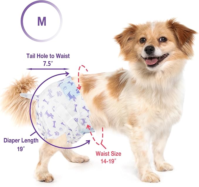 Pet Soft Female Dog Diapers - Disposable Doggie Diapers with Wetness Indicator, Puppy & Cat Diaper Super Absorbent, Fit for Female Dog in Heat or Incontinence, 20pcs (M, Mixed)