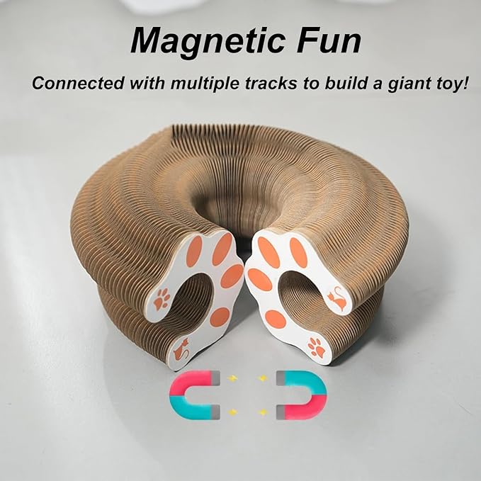2PC Cat Toy, Cat Toy, Foldable Recyclable Cat Accordion Toy for Indoor Cat Playing,Interactive Scratch Pad with Toy Ball