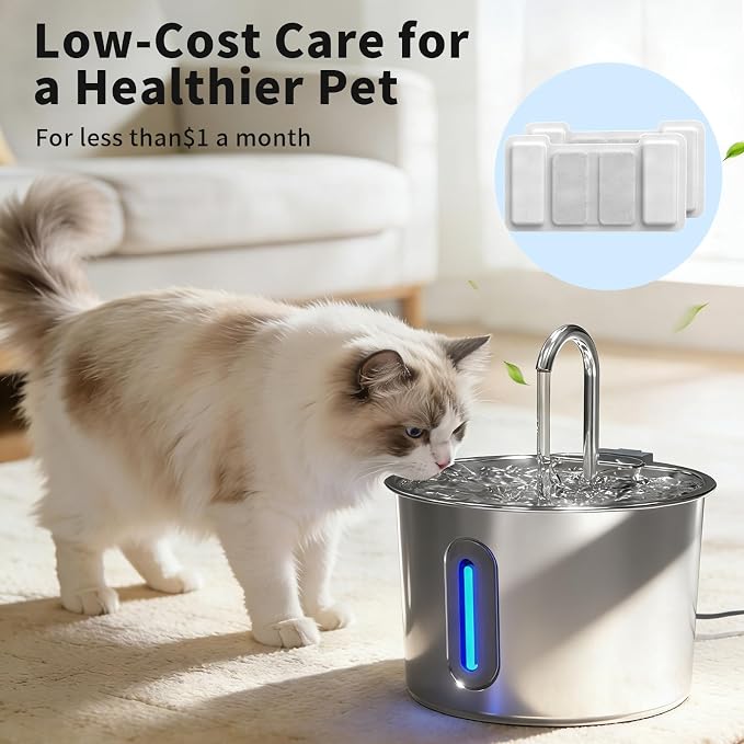 Cat Water Fountain Filters - 8 Pack Replacement Filters & 4 Pack Replacement Pre-Filter Sponges Set for Automatic Pet Fountain, Multi-Pet Household Friendly,Keep Drinking Fresh