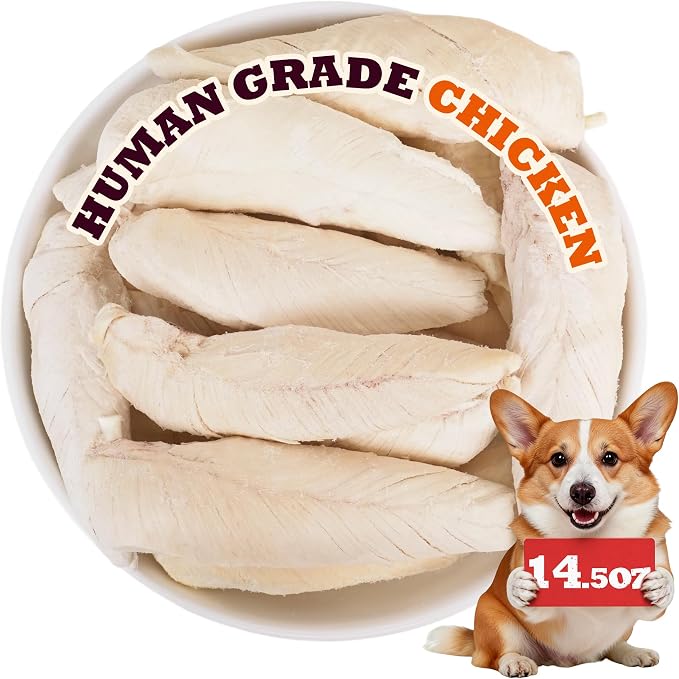 14.5oz Freeze Dried Chicken Breast for Dogs & Cats - Human Grade High-Protein Raw Freeze Dried Dog Treats - Single Ingredient Natural Dry Chicken Breasts for Food Toppers,Training Snacks