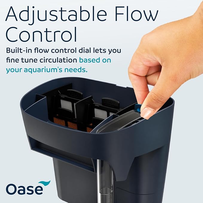 OASE BioStyle Power Filter for Aquariums up to 30 gallons, Multi-stage Filtration, Easy Maintenance, Quiet Hang on Back Filter, Navy Blue