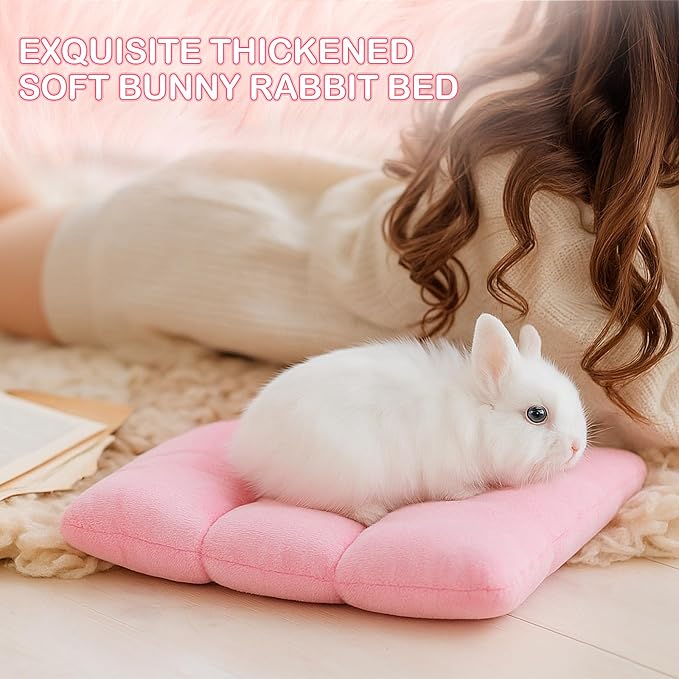 Weysat 3 Pack Rabbit Bed 15.7 x 14 Inch Soft Thickened Bunny Rabbit Bed Bunny Mat Concave Cushion Plush Mat for Indoor Outdoor Cage Sleeping Supplies