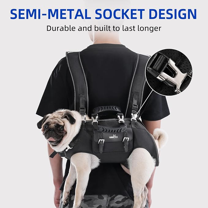Wakytu Dog Backpack Carrier for Dogs,Dog Lift Harness,Adjustable Padded Breathable Straps for Dogs, Disabled, Joint Injuries, Arthritis,S