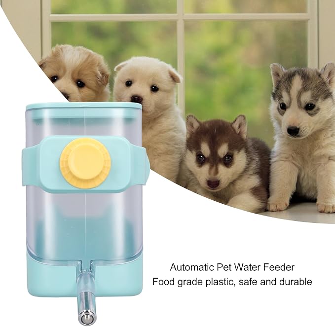 23.67oz Pet Water Feeder Bottle,Stainless Steel Cage Hanging Water Dispenser for Dogs,Cats,Hamsters,Rabbits (Green)