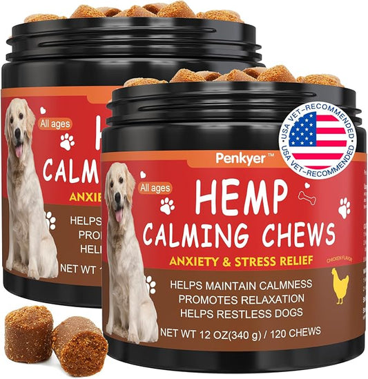 Advanced Calming Chews for Dogs - 240 Count Flavored Soft Chews for Anxiety, Stress & Barking Relief, Pet Supplement, All Ages & Sizes - (Chicken)