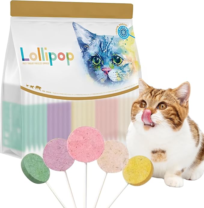 Lollipop Cat Treats, Freeze-Dried Lickable Snacks for Indoor Cats, Natural Soft Puree Wet Snacks Pops, Premium Cat Treats Lollipop Ideal for All Breeds and Ages Cats (Mixed (25 pcs))