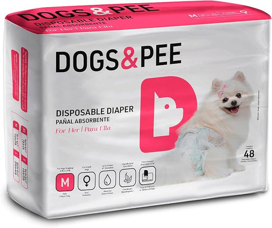 Dog´s Care – Disposable Hygienic Diaper for Female Dogs – Ultra-Absorbent, Comfortable – Size M – 13,2 lbs to 28,6 lbs – 48 Units