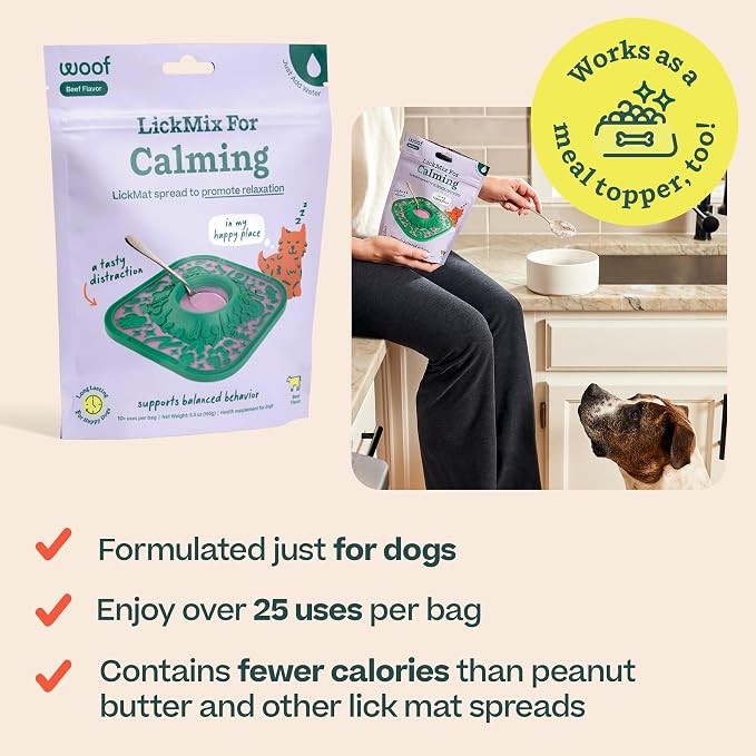 WOOF LickMixes - Dog Lick Mat Spread and Meal Topper - Delicious and Lower Calorie - Made with Wholesome Ingredients - Perfect for Dog Enrichment - Calming