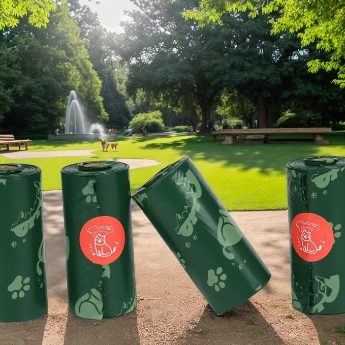 540 Biodegradable Pet Poop Bags (36 Rolls) - 9x13 Inch XL Cat Print Waste Bags for Dogs & Cats - Leak-Proof, Ultra-Thick, Scented with Leash Dispenser & Carabiner Clip, Green