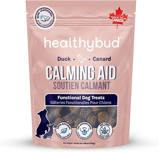 healthybud Calming Aid, Natural Duck Dog Treats & Toppers for Stress Relief - Dog Separation Anxiety, Stress Reduction, Aggression Relief - Support Calm, Immunity Health (4.6 Ounces)