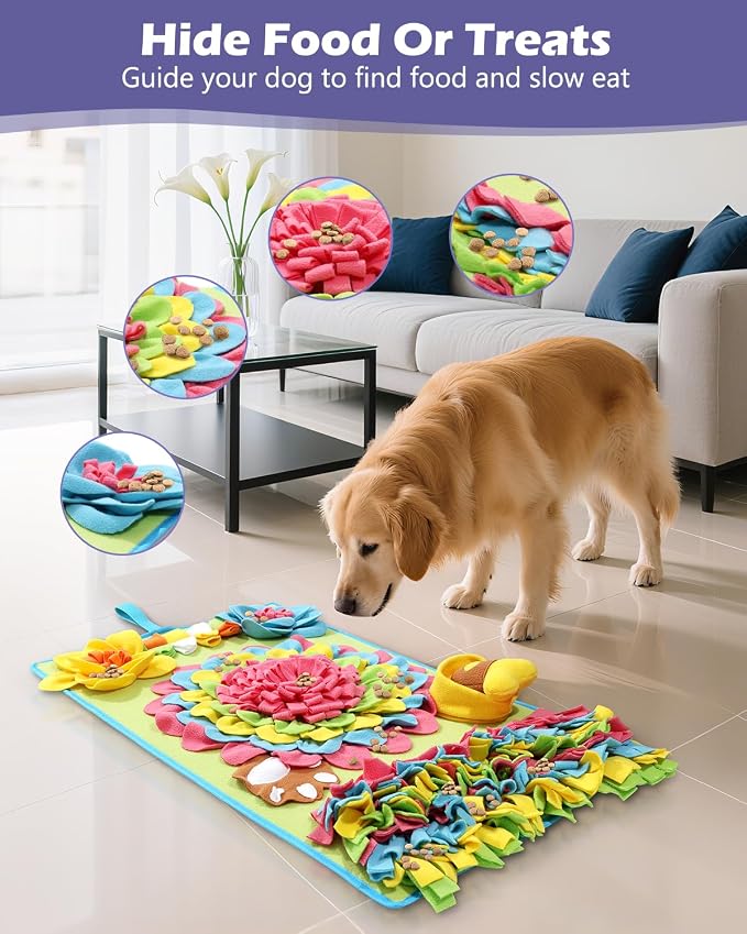 Snuffle Mat for Dogs -30.7 * 18.9inch Pet Treats Feeding Mat, Interactive Dog Puzzle Toy for Boredom, Dog Feeding Mats for Slow Feed, Relieve Anxiety, Encourages Natural Foraging Skills