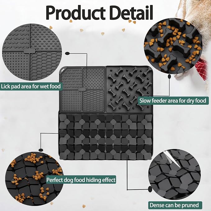 Silicone Snuffle Mat for Dog & Femont Slow Feeder Lick Mat with Suction Cups for Slow Eating