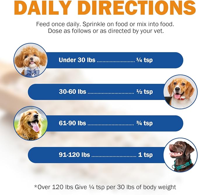 Biotin for Dogs, Supports Shiny Coat and Healthy Skin, Strengthens Dog Nails, Biotin Powder Supplement for Dog Shedding, Dry Skin Relief for Dogs, 6 oz, Original Flavor