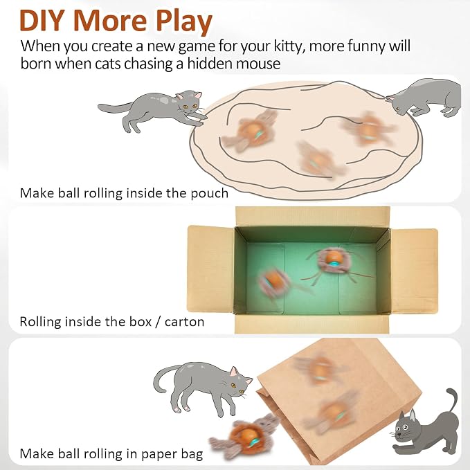 Sofolor Interactive Cat Toys for Indoor Cats, Electric Cat Mouse Toy, Automatic Kitten Toys for Bored Indoor Adult Cats, Motion Activated, Fast Rolling On Carpet, USB Rechargeable