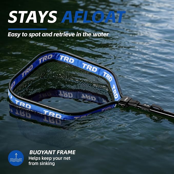 AluFloat X1 Fishing Net with Handle (Fish Net) - Floating Foldable Rubber-Coated Deep Mesh Landing Net for Bass & Fly Fishing - Fishing Gear, Kayak Accessories, Fishing Accessories