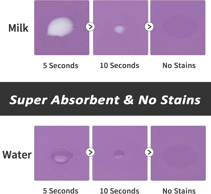 HotLive Dog Food Mat - Absorbent Cat Mat for Food and Water, No Stains Pet Feeding Bowl Mat, Easy to Clean Pet Placemats, Quick Dry Dog Water Dispenser Mat for Messy Drinkers | Paw Purple 18"x 28"