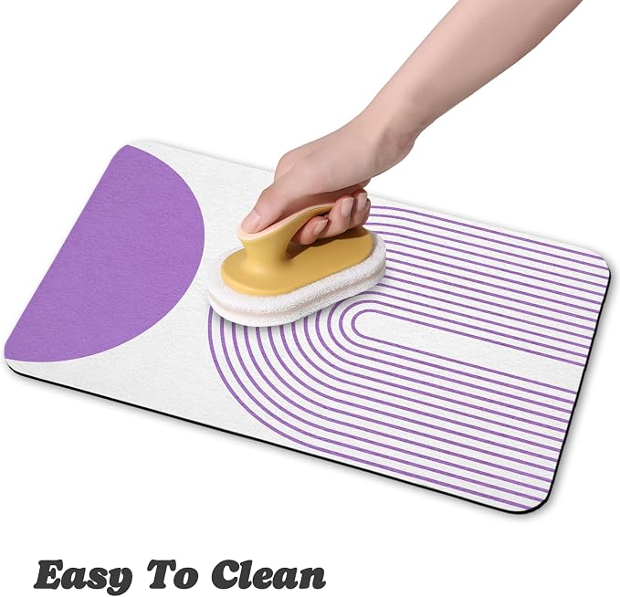 Dog Food Mats,Cat Absorbent Water Bowl Feeding Mats Pet Placemats for Food and Water Purple Bohemia 24 * 32 inch