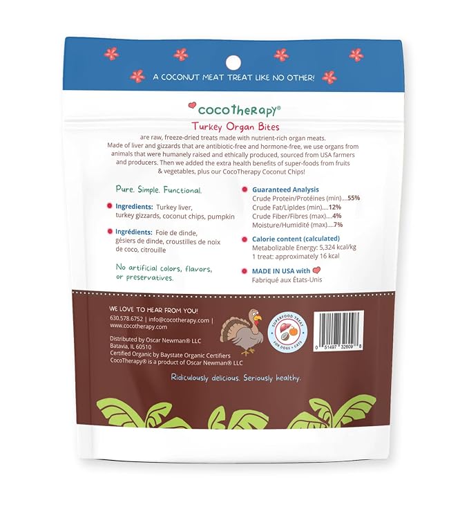 CocoTherapy Turkey Organ Bites 3 Pack, 3 Ounces Each