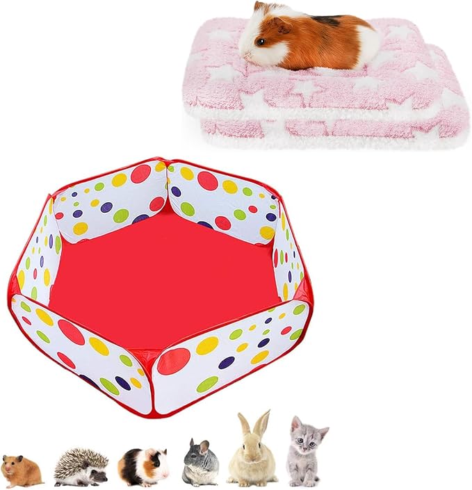 Amakunft 2 Pcs Guinea Pig Bed Mat Washable, Rabbit Winter Bed Pad for Indoor & Portable Small Animals Playpen, Outdoor/Indoor Pop Open Pet Exercise Fence