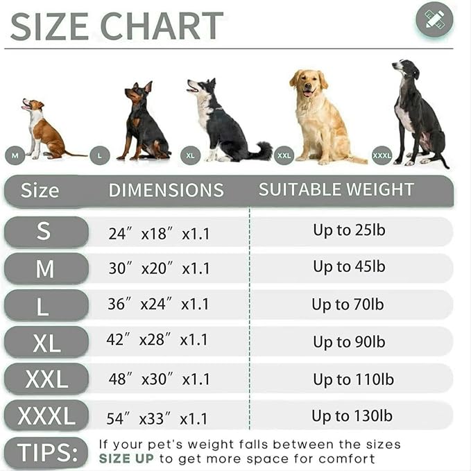 KHONSU PET Dog Bed Mat for Crate 1.1in Slim Cooling Pad Reversible Flannel & Waterproof Canva for Small Dogs up to 25 lbs,Fits 24"x18" Crate
