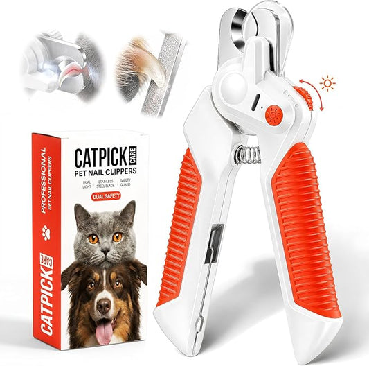 Dogs & Cats Nail Clippers with Light – Safety Guard Pet Nail Trimmer Reveals the Quick, Stainless Steel Blades, Beginner Friendly Grooming Tool for Home Use, Suitable for Small, Medium & Large Pets