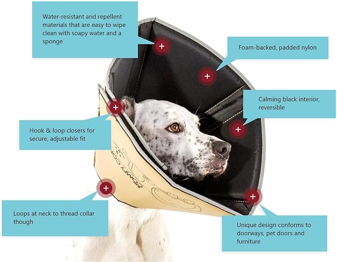 All Four Paws Comfy Cone Pet Cone for Dogs, Cats, Large, Black - Comfortable Soft Dog Cone Collar Alternative for After Surgery, Wound Care, Spay, Neuter - Dog and Cat Recovery Elizabethan-Collar
