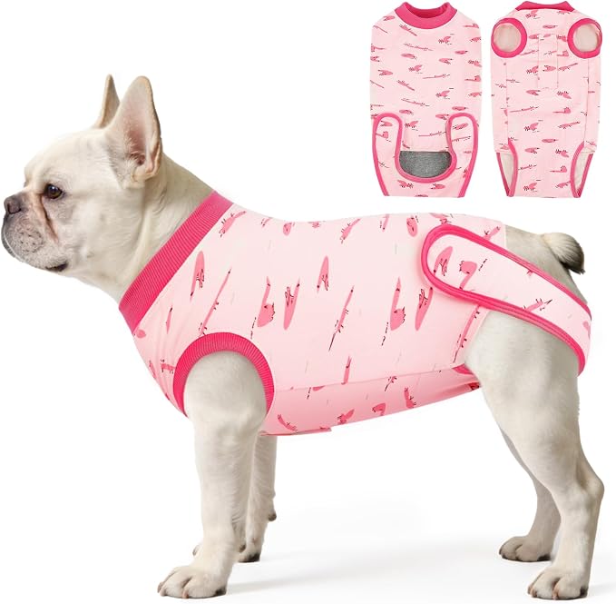 IDOMIK Dog Recovery Suit for Female Spay - Adjustable Anti-Licking Dog Post Surgery Onesie, Male Female Dog Neuter Spay Suits, Soft Abdominal Wound Bandage & E-Collar Cone Alternative