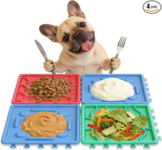 Dog Lick Mat for Training and Boredom Relief, Non-Slip Slow Feeder Puzzle with Suction Cups for All Breed Dogs and Cats, Dishwasher Safe Pet Dish for Dry and Wet Food