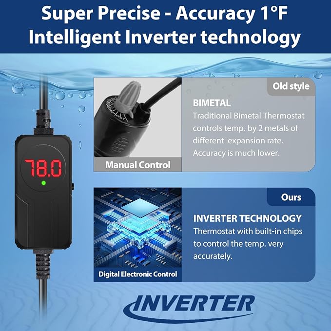 AquaMiracle Submersible Aquarium Heater with LED Digital Temp Display, Fish Tank Heater with Dry-Run & Over-Temp Protection, for Freshwater Saltwater Aquariums(500W/75-120Gal)