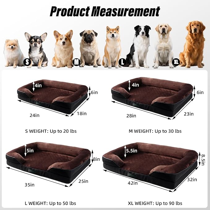 Orthopedic Egg-Shaped Sponge Dog Bed Medium Size Dog with Sides, Removable Cover and Non-Slip Bottom (Brown, 28 * 23 * 6)