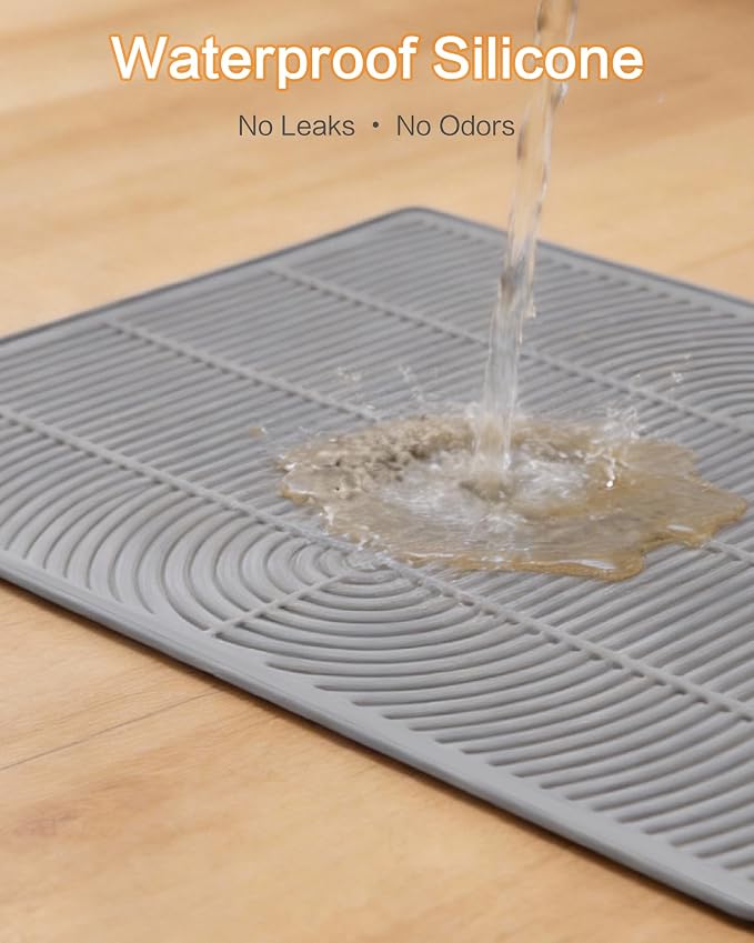 Silicone Cat Litter Mat Large, 40'' x 28'', Waterproof Trapping Mat for Litter Box, Easy Clean & Non-Slip