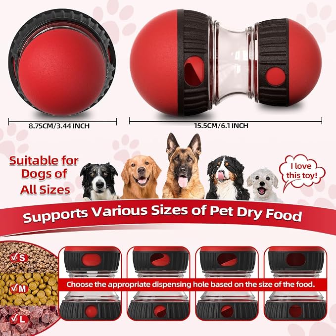 Mankoda Dog Puzzle Toys, Rolling Treat Dispensing Ball, Brain Stimulation & Slow Feeder, Dog Enrichment Toys to Keep Them Busy (2PCS: Red+Green)