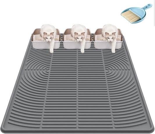 Silicone Cat Litter Mat XL, 47'' x 35'', Extra Large Waterproof Trapping Mat for Litter Box, Easy Clean & Non-Slip