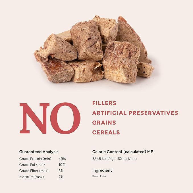 360 Pet Nutrition Freeze Dried Complete Multi Protein Meal for Adult Dogs, High Protein, Omega 3's, No Fillers, Made in The USA + Bison Liver Treat