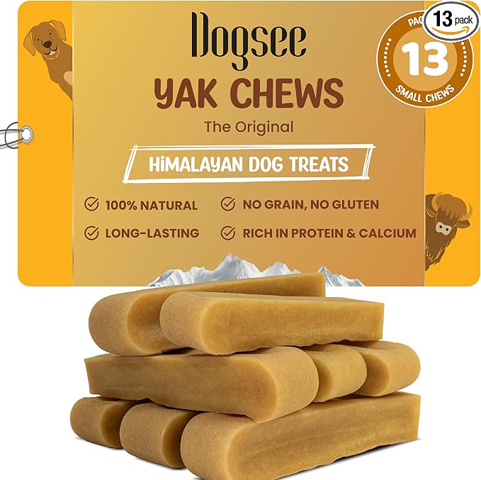 Dogsee Yak Cheese Himalayan Dog Chews 1lb (Small- 13 Bars) 100% All Natural 60% Protein Dog Treats for Small Breed, Odorless Limited-Ingredient Chews for Puppies & Power-Chewers, Long Lasting