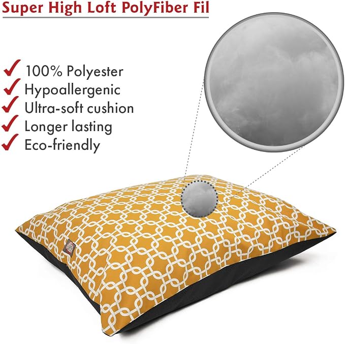 Majestic Pet Medium Rectangle Washable Non Slip Comfy Dog Bed - Crate & Kennel Bed for Medium Breed Dogs - 35 x 28 Inch - Links Yellow