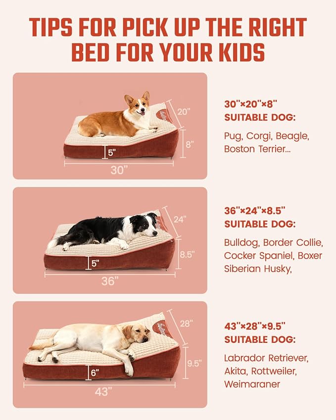 XL Dog Bed for Crate - Orthopedic Foam Crate Mat Large Comfy Flat Pet Beds with Removable Washable Cover, Suitable for Pet Up to 100 lbs(43''×28''×6'')