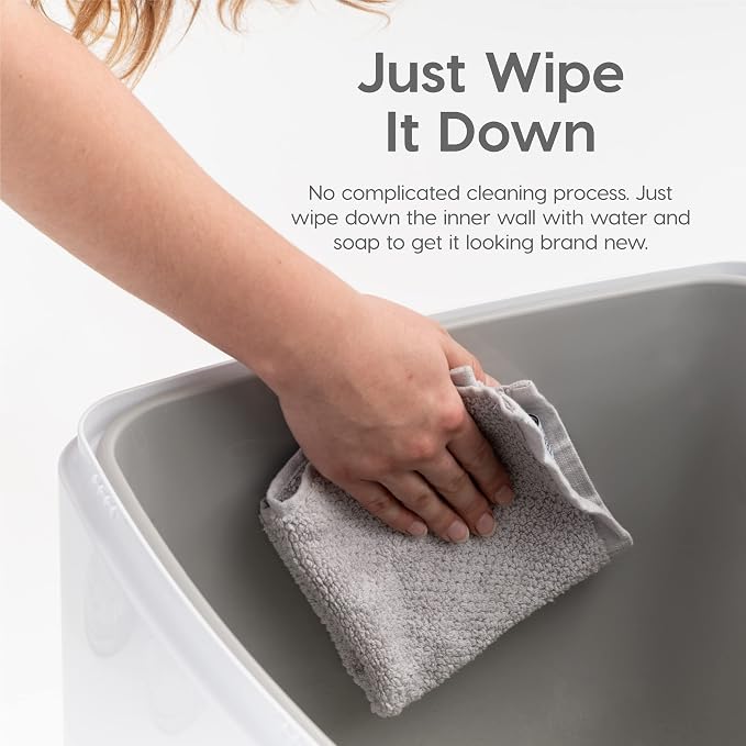 IRIS USA Cat Litter Box Top-Entry Square Top Entry Litter Box with Scoop, Enclosed Litterbox with Odor Control, Dog Proof Covered Litter Box Design, Easy to Clean, White/Gray