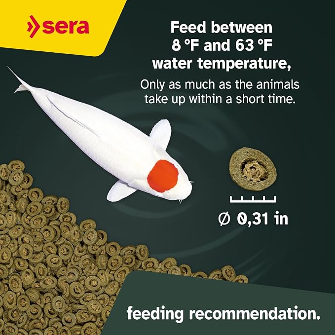 Sera Koi Professional Spring & Fall Food 4.86 lb/2200 g | Floating Pellets for Immune Support & Condition | for Temperatures Below 63°F | Enriched with Vitamins & Omega Fatty Acids