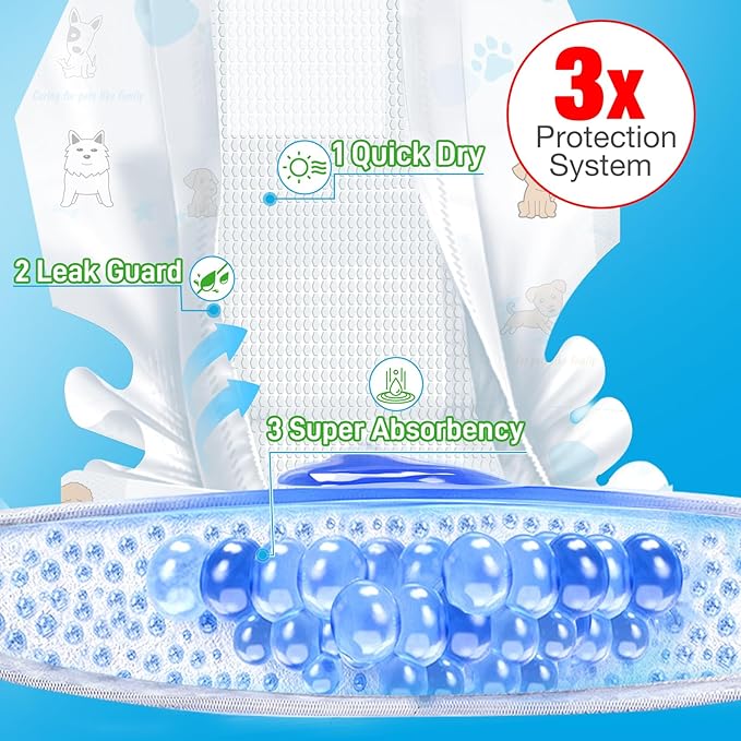 Dog Diapers Male Disposable Super Absorbent, 100 Count, Male Dog Wraps Leak Proof, Ultra Dry & Breathable, Large