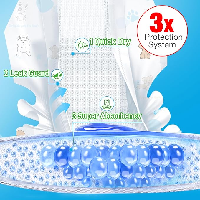 Dog Diapers Male Disposable Super Absorbent, 50 Count, Male Dog Wraps Leak Proof, Ultra Dry & Breathable, Medium