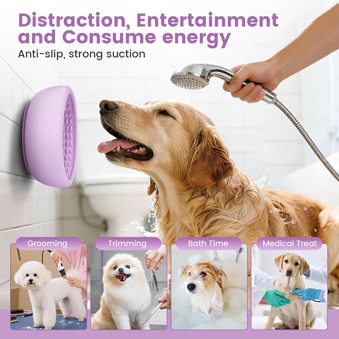 Dog Slow Feeder Licking Bowl,Freezeable Anxiety Relief Treat Dispenser, Non-Slip Anti-chocking Pet Dish, Interactive Puzzle Toy for Mediuml Large Breed,Freezable BPA Free Silicone Dishwasher Safe
