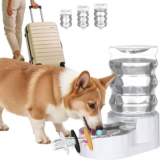 RIZZARI 6.5L Stainless Steel Pet Water Dispenser – Gravity Auto-Refill Waterer with Ion Exchange & Activated Carbon for Cats & Small Dogs, Spill-Resistant for Homes & Indoor Pet Spaces
