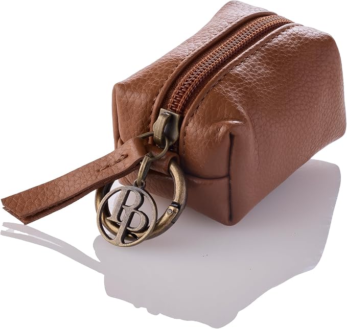 Rein - The Recycled Vegan Leather Pouch Durable Heavy Duty Bag Holder, Leash Attachment Made With Sustainable Materials, Custom Hardware for Small, Medium & Large Dogs, Chestnut Heather