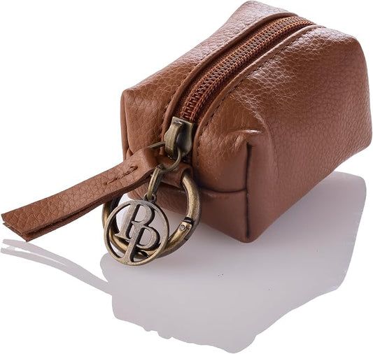 Rein - The Recycled Vegan Leather Pouch Durable Heavy Duty Bag Holder, Leash Attachment Made With Sustainable Materials, Custom Hardware for Small, Medium & Large Dogs, Chestnut Heather