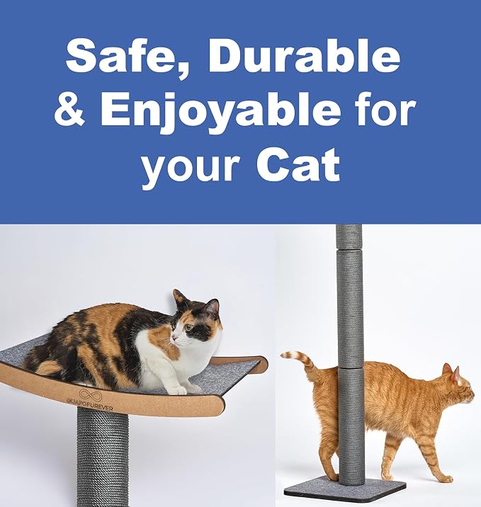Heavy Duty Cat Window Perch with Scratching Post – Large Scratching Post with Perch, Strong Suction Cups, Eco, Multi-Level Cat Furniture for Indoor Cats (Grey)