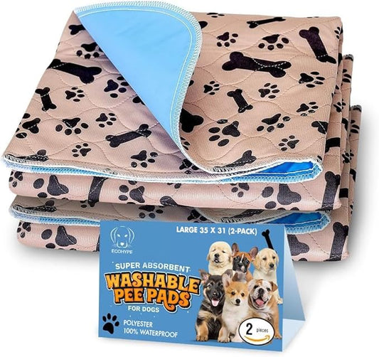 Super Absorbent Washable Pee Pads for Dogs Large 35 x 31 (2-Pack) Puppy Pads pet Training Pads Reusable Pee Pads for Dogs 100% Waterproof Dog Puppy Pee Pads Extra Large Wee Wee Pads for Dogs pet Peed
